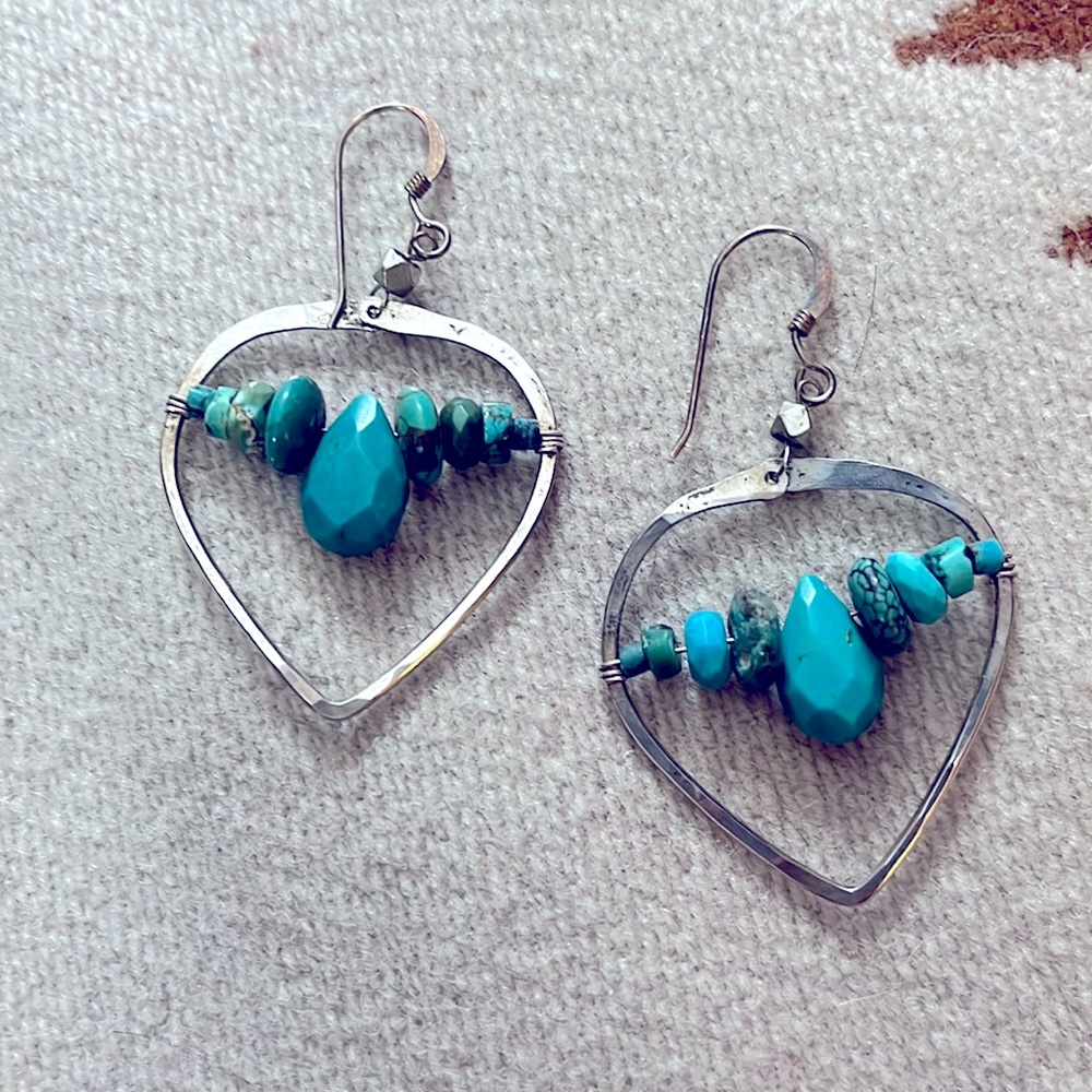 Sterling turquoise handmade dangle earrings